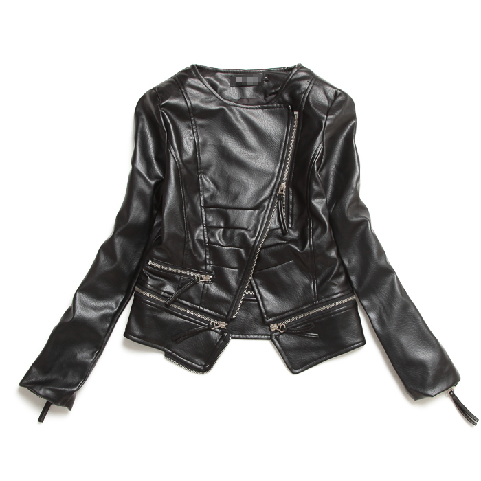 2012 autumn new arrival fashion women's cool motorcycle paragraph irregular slim short design leather clothing outerwear