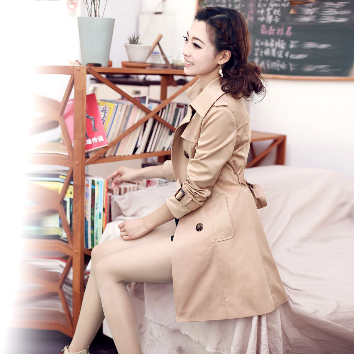2012 autumn new arrival female long design trench outerwear 1831 c2 long design