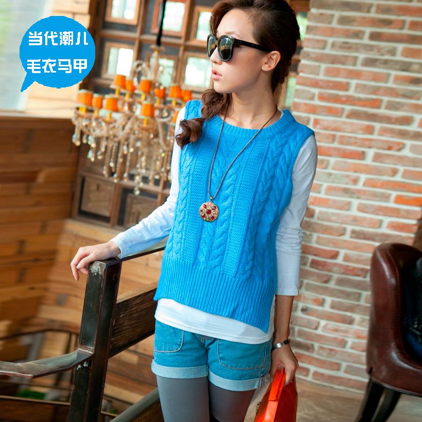 2012 autumn new arrival front and back asymmetrical pullover sleeveless sweater vest