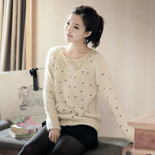 2012 autumn new arrival high quality sweet women's sweater peter pan collar sweater candy color pullover sweater Free Shipping
