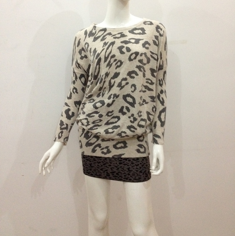 2012 autumn new arrival leopard print pattern loose batwing sleeve sweater plus size sweater