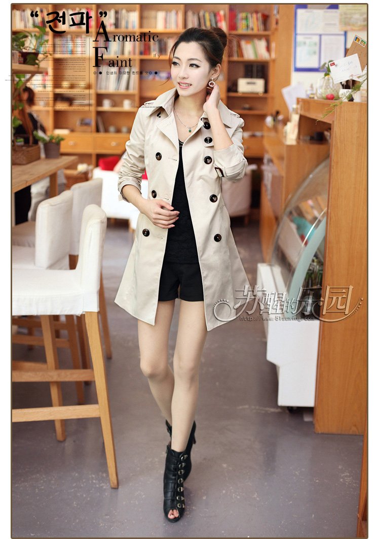 2012 Autumn New Arrival Long-sleeve Trench Outerwear Women's Fashion overcoat Free Shipping