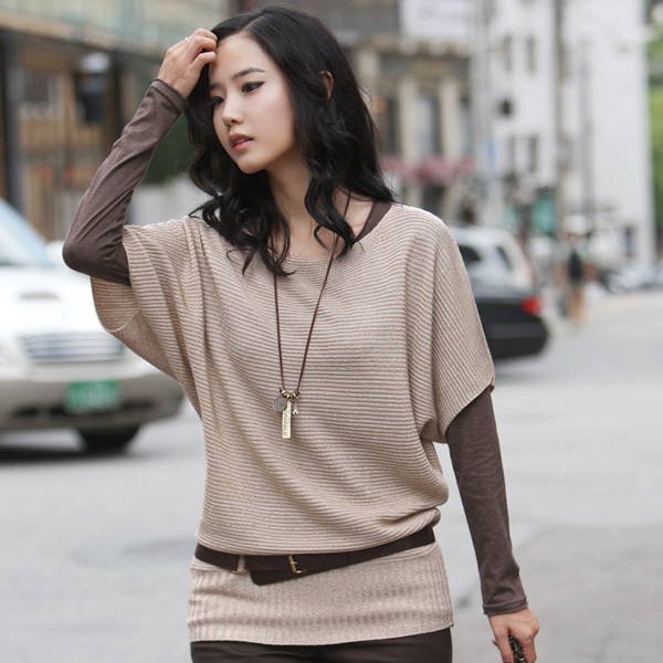 2012 autumn new arrival loose medium-long short-sleeve sweater women's plus size pullover