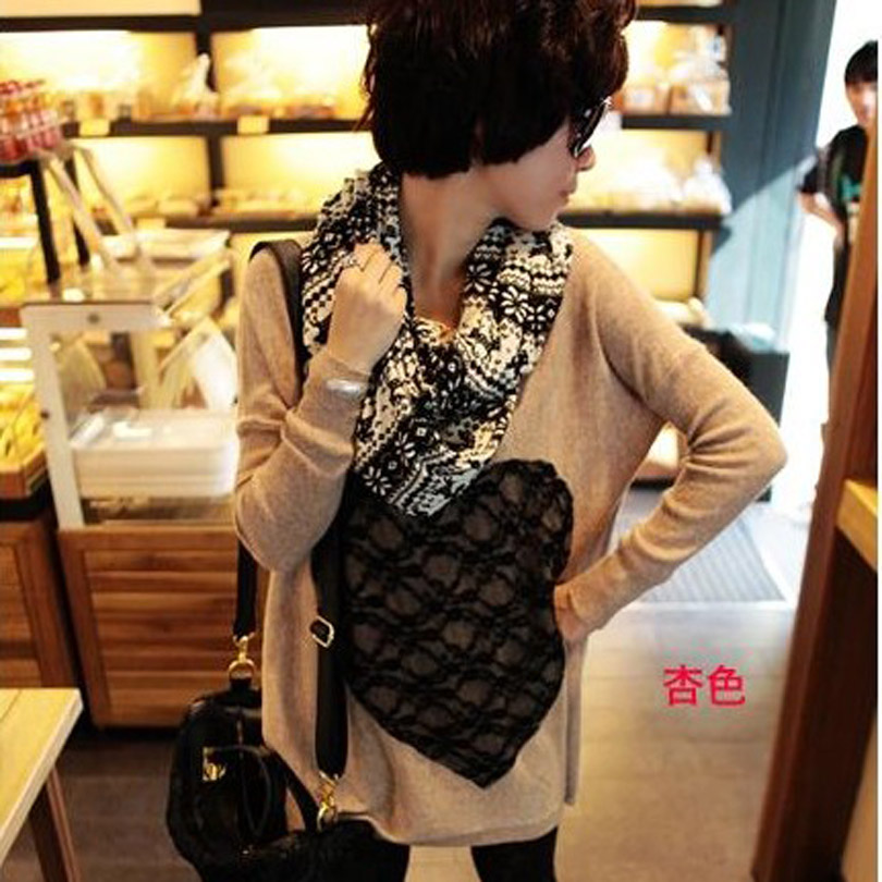 2012 autumn new arrival maternity clothing sweater lace love batwing sleeve maternity t-shirt top