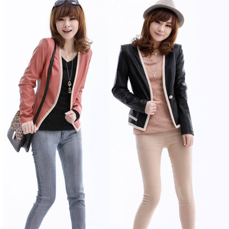 2012 autumn new arrival outerwear women's short design slim plus size motorcycle PU jacket leather clothing l8053