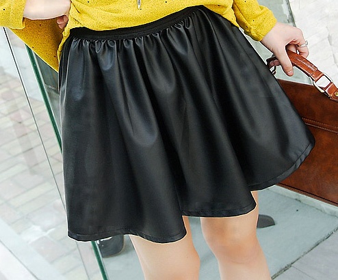 2012 autumn new arrival plus size large PU all-match fashion bust skirt leather skirt