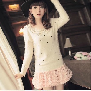 2012 autumn new arrival princess sweet women's sweater butterfly collar sweater loose outerwear