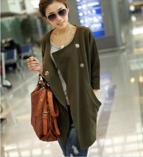 2012 autumn new arrival raglan sleeve wrist-length sleeve medium-long casual clothing outerwear women's