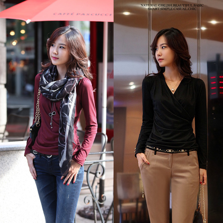 2012 autumn new arrival slim long-sleeve women's knitted basic shirt