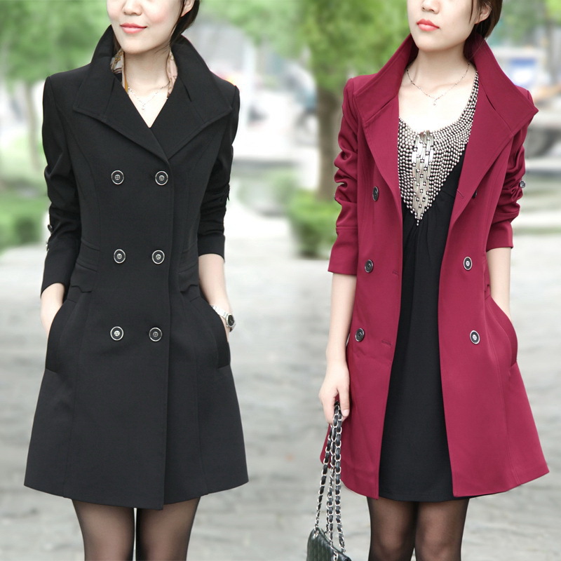 2012 autumn new arrival spring and autumn outerwear fashion trench female double breasted slim women's plus size trench