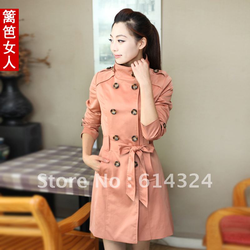 2012 autumn new arrival trench fashion slim outerwear autumn and winter medium-long trench double breasted female