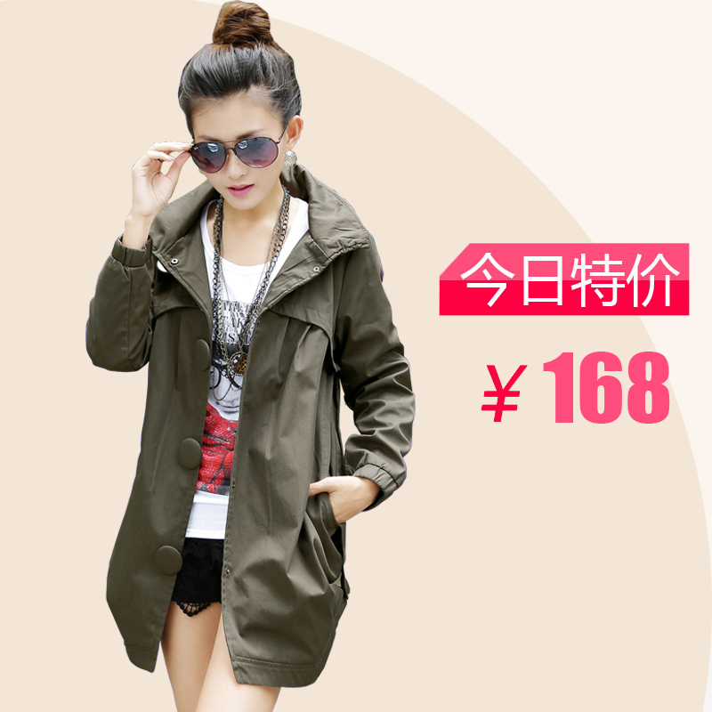 2012 autumn new arrival trench female outerwear spring and autumn casual fashion medium-long trench women's