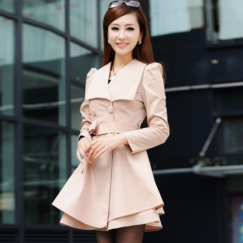 2012 autumn new arrival trench women's gentlewomen slim double breasted trench 1296