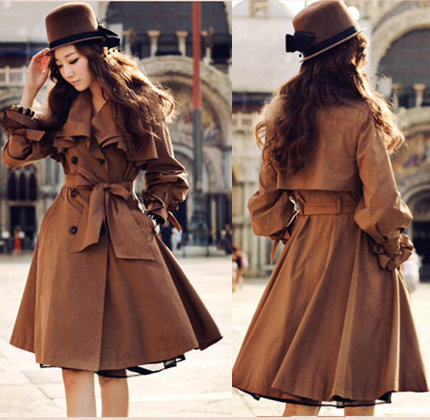 2012 autumn new arrival trench women's vintage skirt bottom type long design double breasted