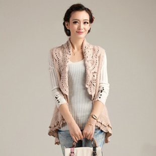 2012 autumn new arrival women's handmade knitting sweater ruffle cardigan cape knitted outerwear YYYR