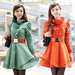 2012 autumn new arrival women's long design slim single breasted formal trench outerwear fy118