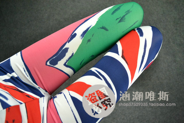 2012 autumn new arrival women's long johns faux leather elastic bodice plus size ankle length legging green oil painting
