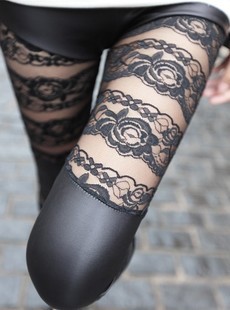 2012 autumn new arrival women's sexy faux leather pants leather pants rose legging pants wholesale and retail