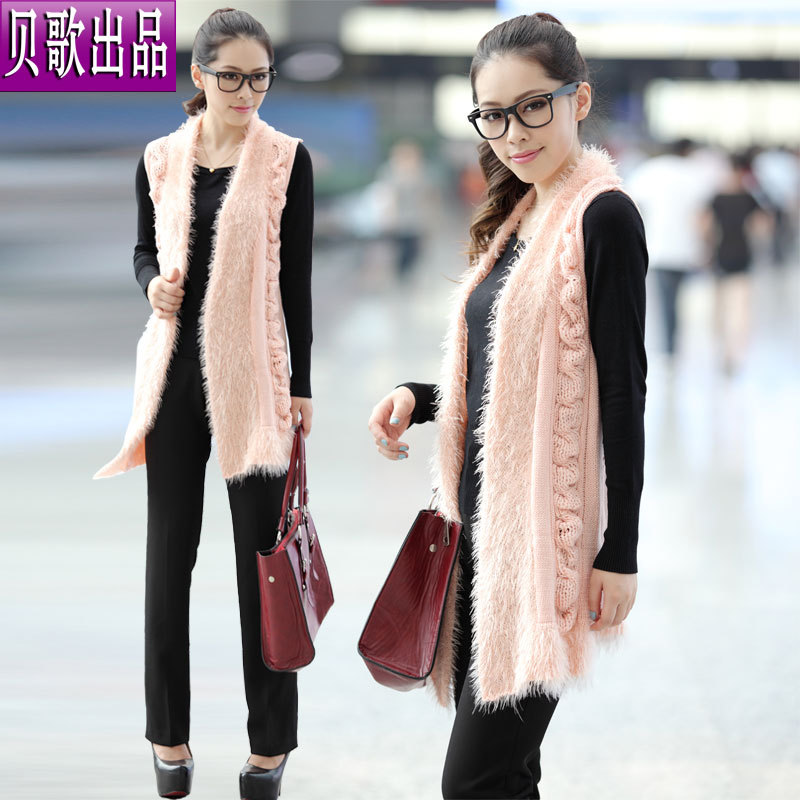 2012 autumn new arrival women's slim cutout sleeveless cardigan long design sweater vest outerwear 991