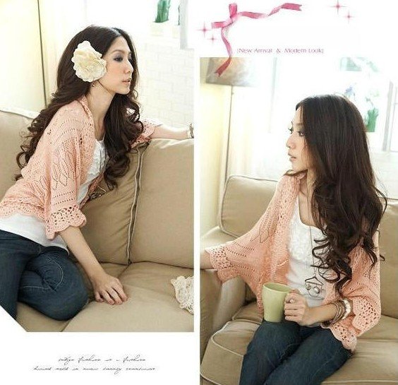 2012 Autumn new big code loose Korean women bat shirt openwork cardigan sweater shawl