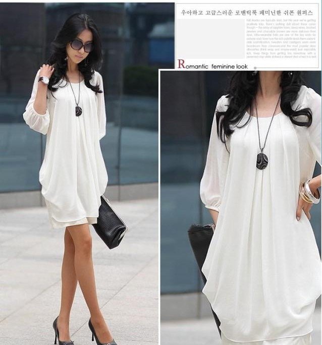 2012 autumn new big yards women's clothing makings beautiful shoulder loose big yards sleeves chiffon dress