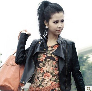 2012 Autumn New Fashion Design Womens Leather Jacket Short Coat Outerwear Fur Clothing Ladies Slim Faux PU Leather Jacket 3004