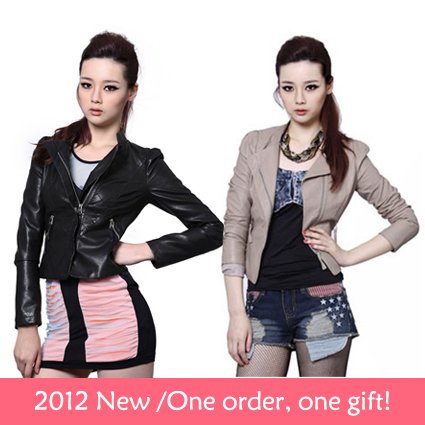 2012 Autumn New Fashion Women's Korea  Leather Jacket  Slim LadiesCoat Outerwear 1131
