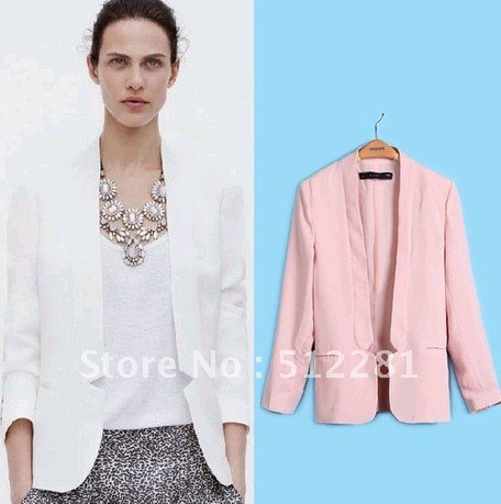 2012 Autumn New fashion zar* white&pink classic womens' business Suit Blazer jacket coat cozy elegant slim outwear