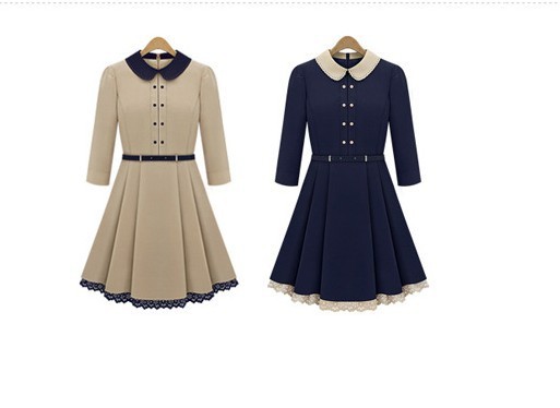 2012 autumn new lady essence Crewneck Delicate Carved New England commute slim dress