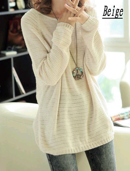 2012 Autumn new loose low round neck raglan sleeve sweater