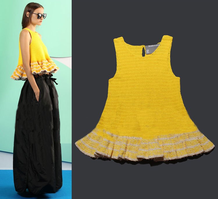 2012 Autumn New Luxurious Brand Fashion Ruffles Detail Sleeveless Knitted Vests/Tops SS12376 Free Shipping Wholesale
