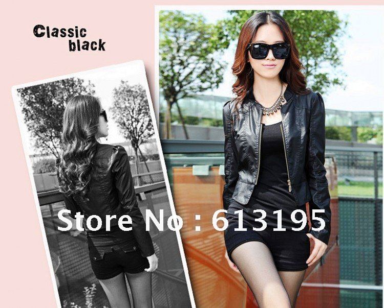 2012 Autumn New PU jacket leather motorcycle leather / big yards female stand-up collar short paragraph Slim PU / 058