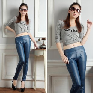 2012 Autumn New US and Europe style leather  pants,Korea hot large size Mid waist Leggings Streth Skinny 88368091