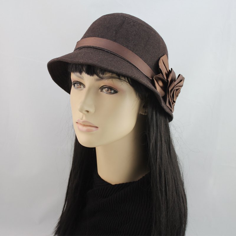 2012 autumn New Women Rose flower fashion Bowler hat 4 Colors B12052 Free Shipping