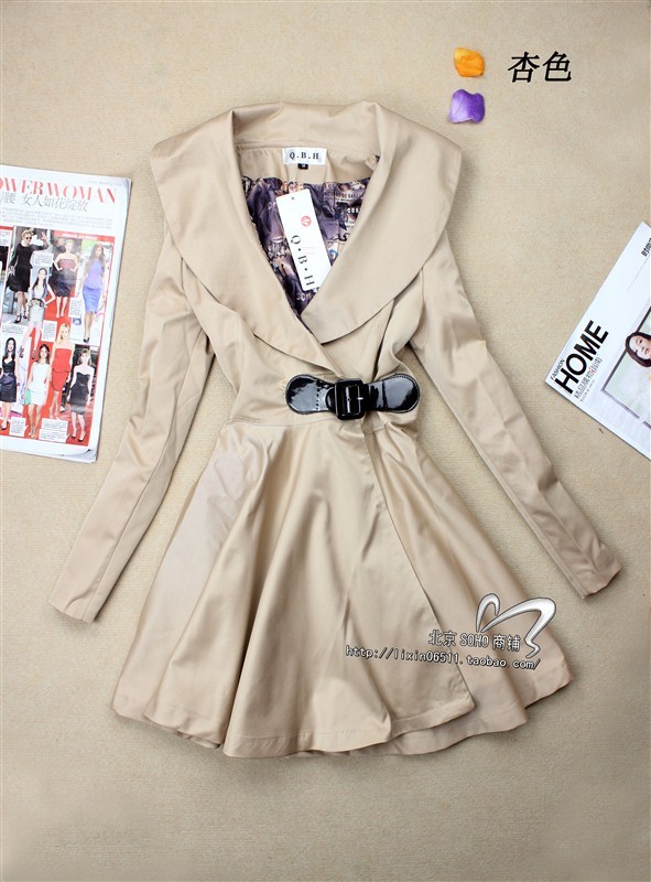 2012 autumn outerwear elegant long design slim ol expansion skirt women's long design trench female