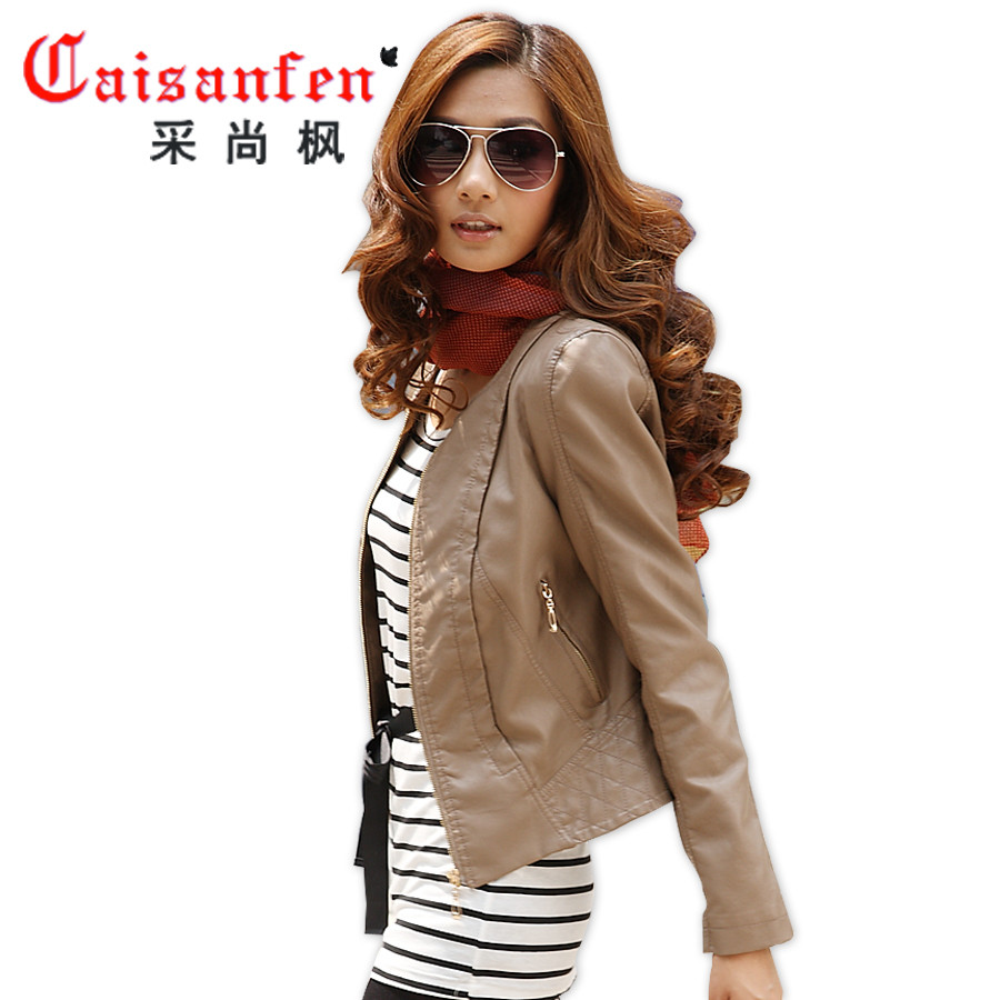 2012 autumn outerwear female slim short design motorcycle women's leather clothing female PU women's jacket 1119