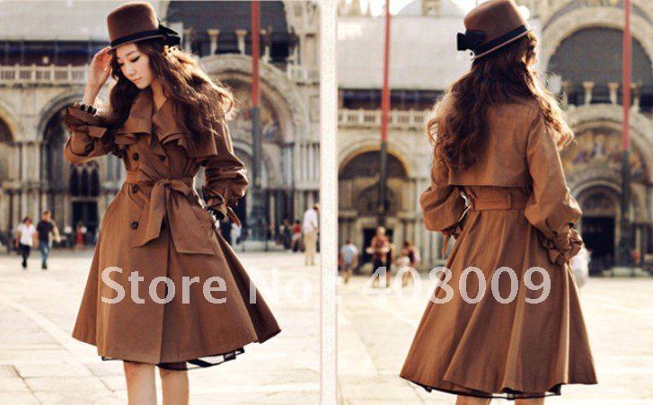 2012  autumn outerwear medium-long slim casual overcoat women's trench dress plus size