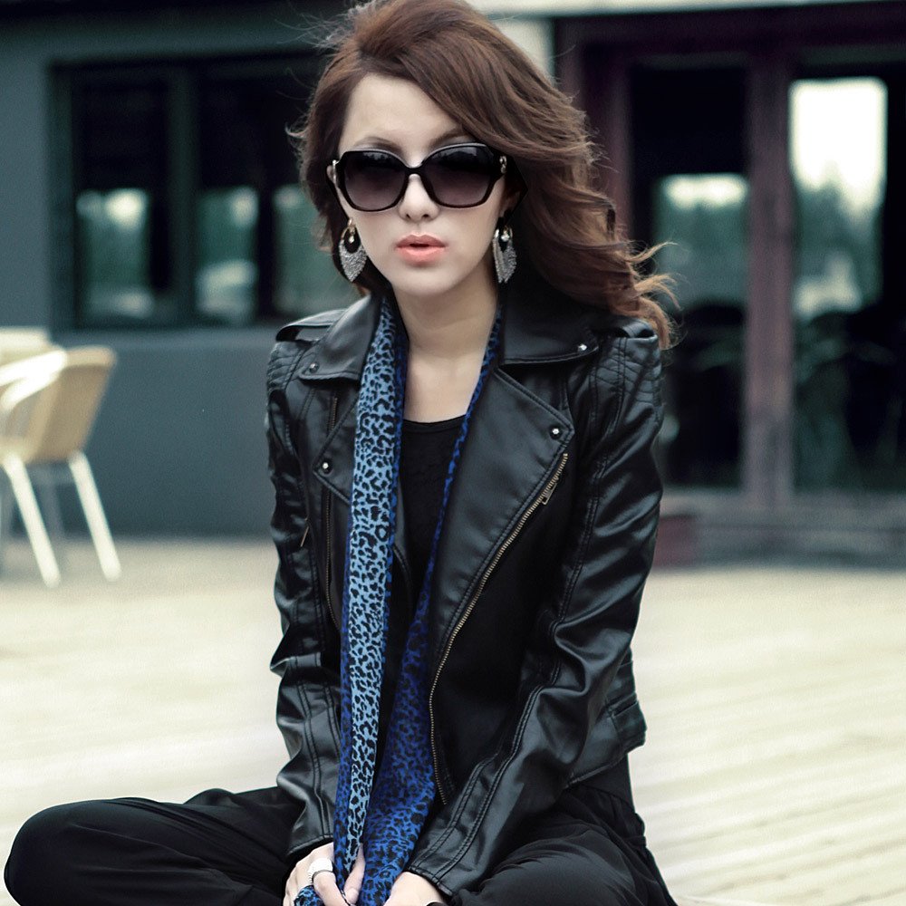 2012 autumn outerwear short design slim turn-down collar small leather clothing women's motorcycle jacket 1f1011c