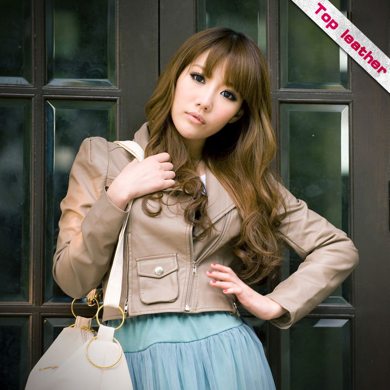 2012 autumn outerwear slim small leather clothing women outerwear jacket motorcycle jacket 0g6006k8