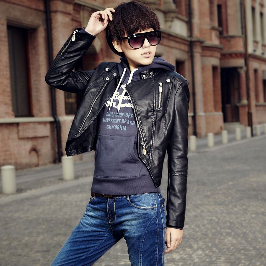 2012 autumn outerwear small leather clothing female regular style slim PU jacket 11g3586