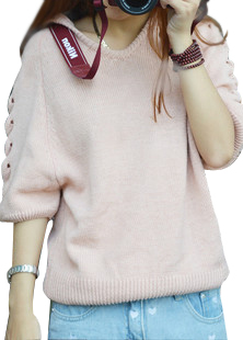 2012 autumn outerwear women's hooded half sleeve sweater shirt sweater