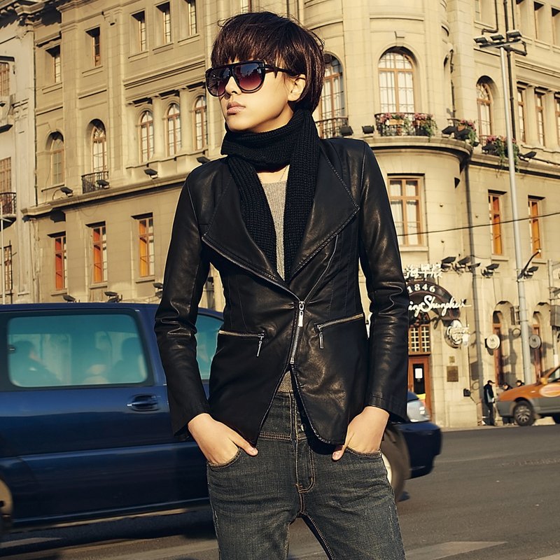 2012 autumn outerwear women's small leather clothing female medium-long slim PU jacket 11f3600
