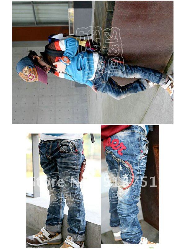 2012 autumn outfit han2 ban3 new letters zipper of male children's wear girl's dress the baby pants jeans