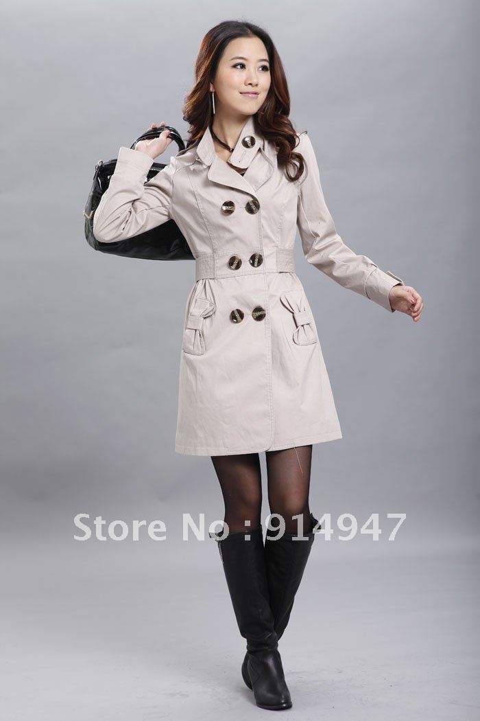 2012 autumn outfit new han2 ban3 cultivate one's morality long sleeve double breasted coat female dust coat