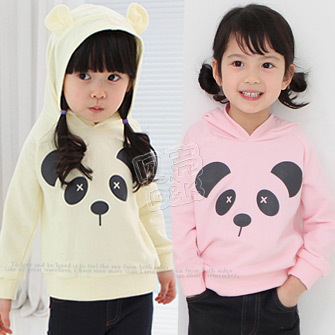 2012 autumn panda paragraph girls clothing baby with a hood coat outerwear wt-0559