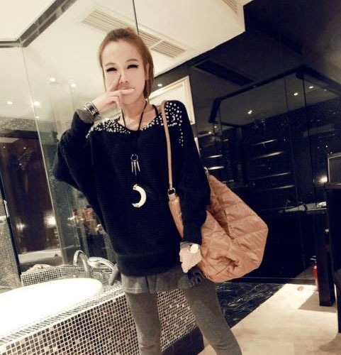 2012 autumn pearl long-sleeve sweater top women's set