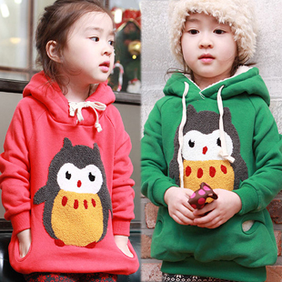 2012 autumn penguin pocket with a hood baby girls clothing sweatshirt outerwear top kids autumn sports wear Free shipping