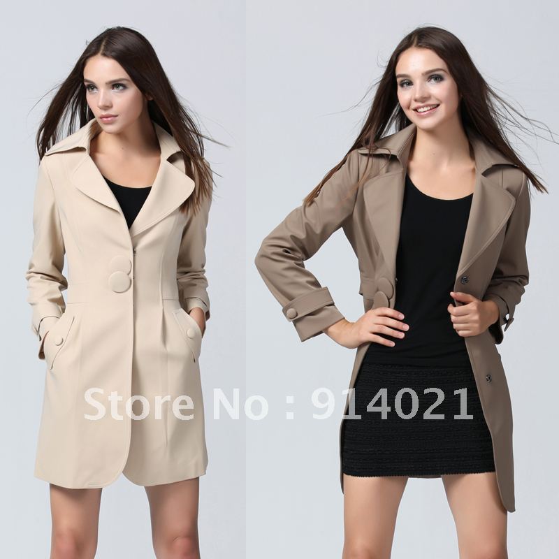 2012 Autumn plus size clothing, autumn new arrival,upper-scale women's trench, size S-XXXL ,camel and beige colors