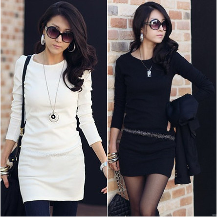 2012 autumn plus size clothing mm diamond gentlewomen slim long-sleeve dress