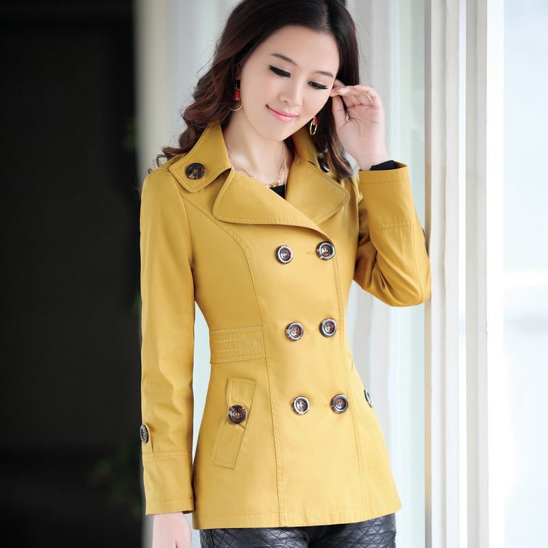 2012 autumn plus size clothing ol elegant outerwear slim double breasted short design trench female DropFree Shipping
